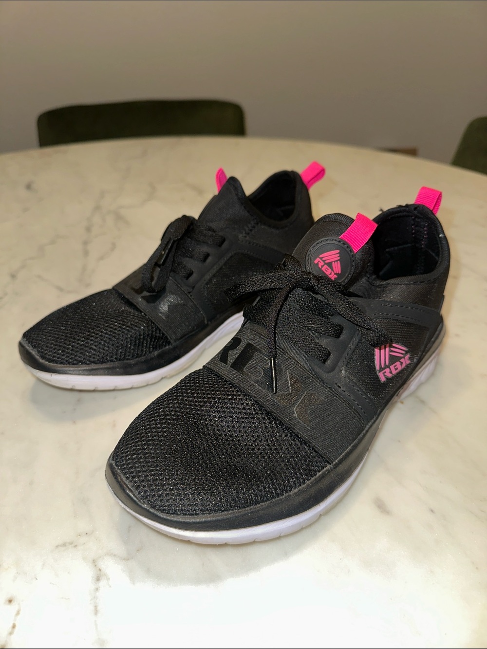 Rbx Reebok Women’s Black Athletic Sneakers with Pink Accents size 7
